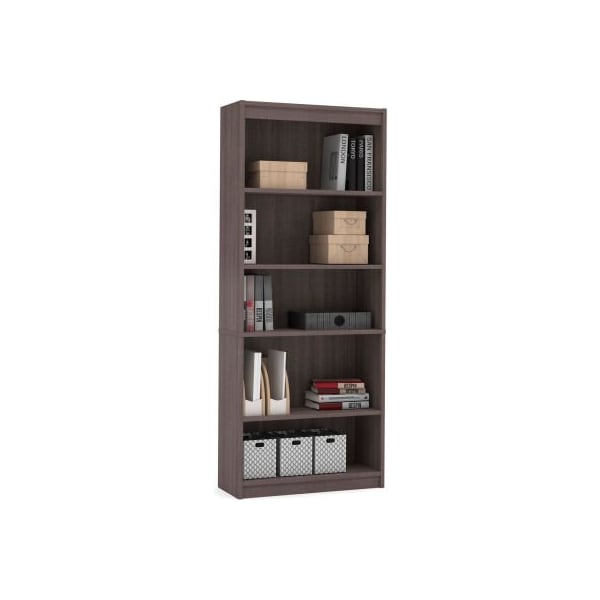 Bestar Bookcase 29-1/2"W x 11-5/8"D x 72"H 5 Shelf Bark Gray